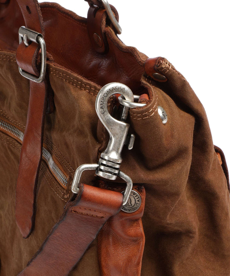 Campomaggi Tote bag verde militare/cognac