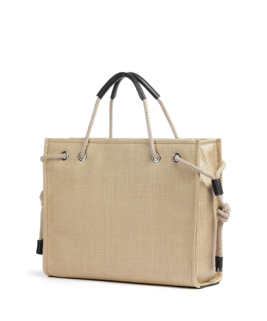 Coccinelle Never Without Bag Straw Logo Print Tote bag natural/noir