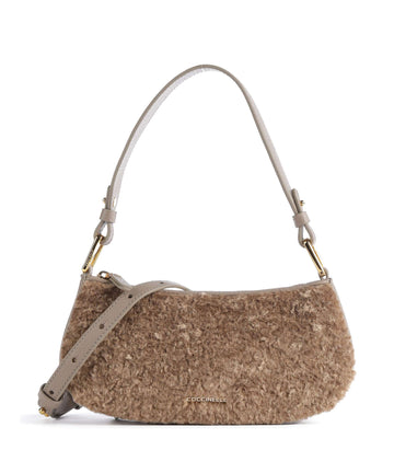 Coccinelle Merveille Astrakan Sac porté épaule warm taupe