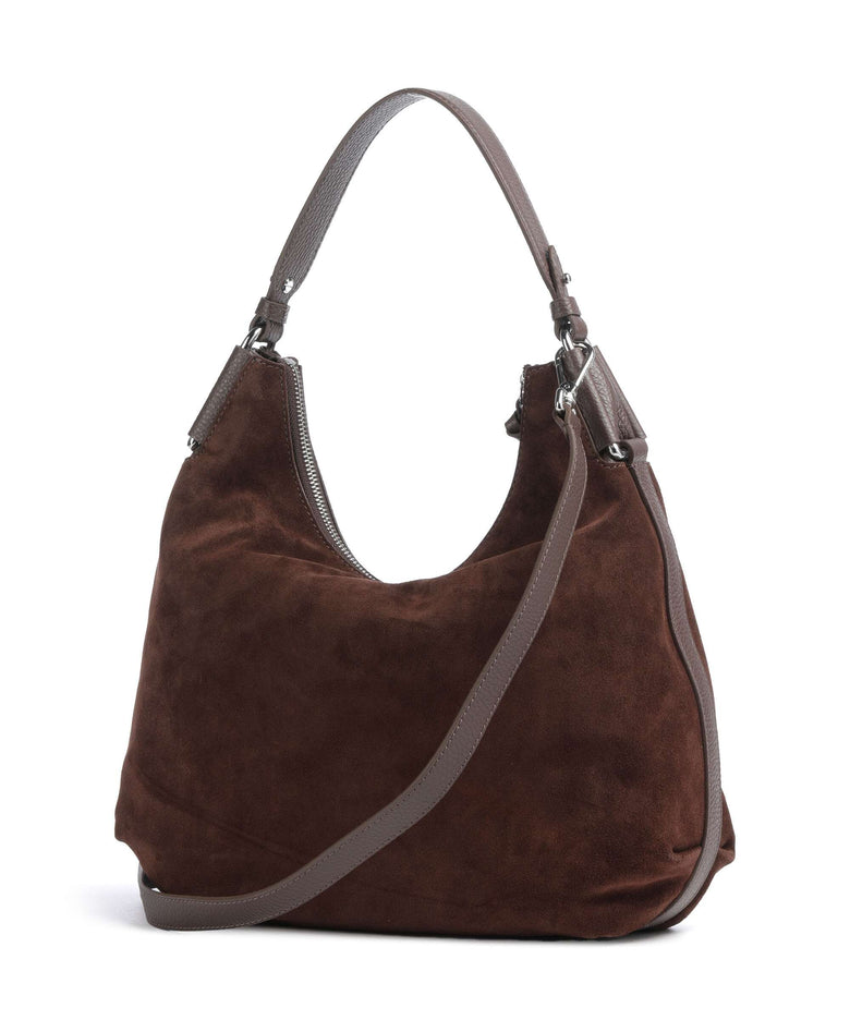 Coccinelle Rebekka Suede Hobo bag brunette