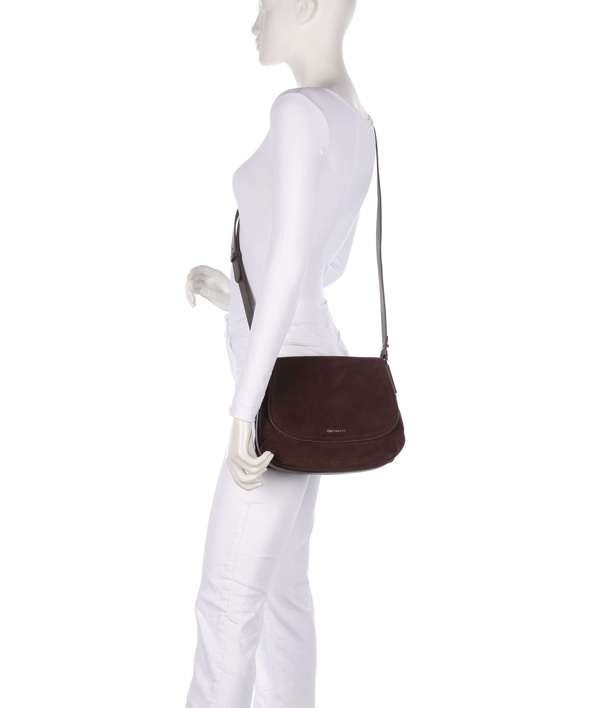 Coccinelle Rebekka Suede Crossbody bag brunette