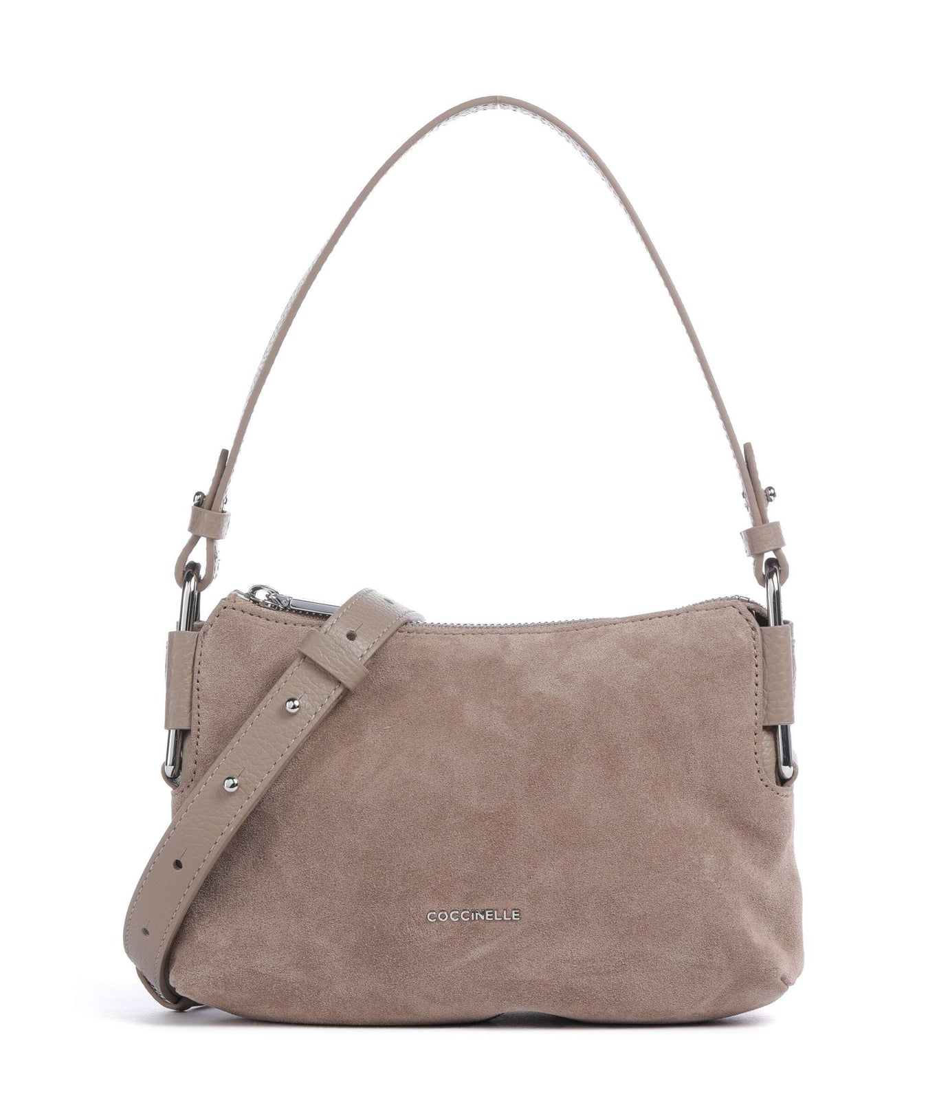 Coccinelle Rebekka Suede Shoulder bag warm taupe