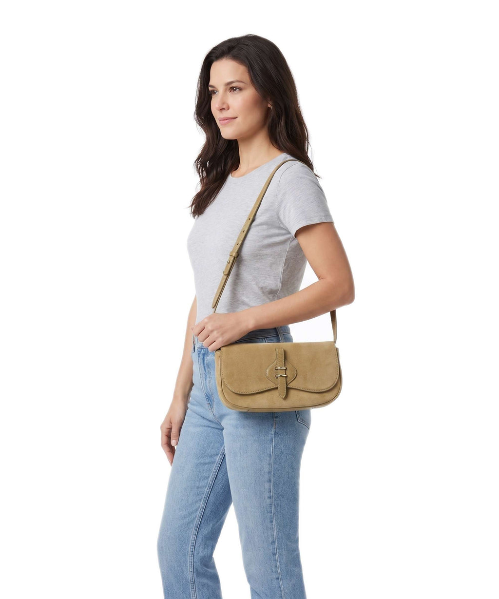 Coccinelle Mavery Suede Crossbody bag seagrass