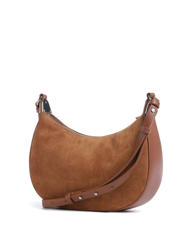 Coccinelle Fujiko Suede Crossbody bag cognac