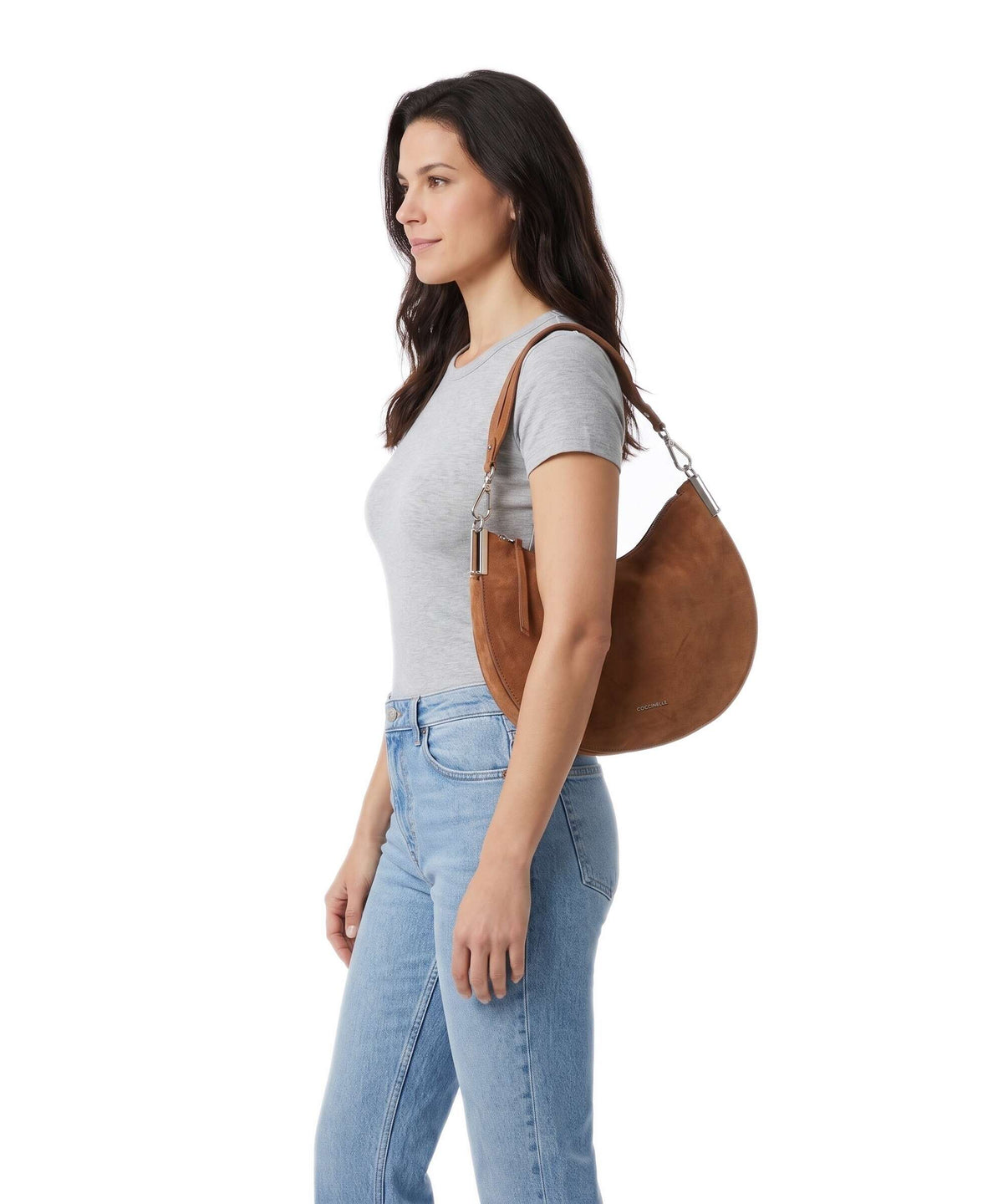 Coccinelle Sunup Suede Hobo bag cognac