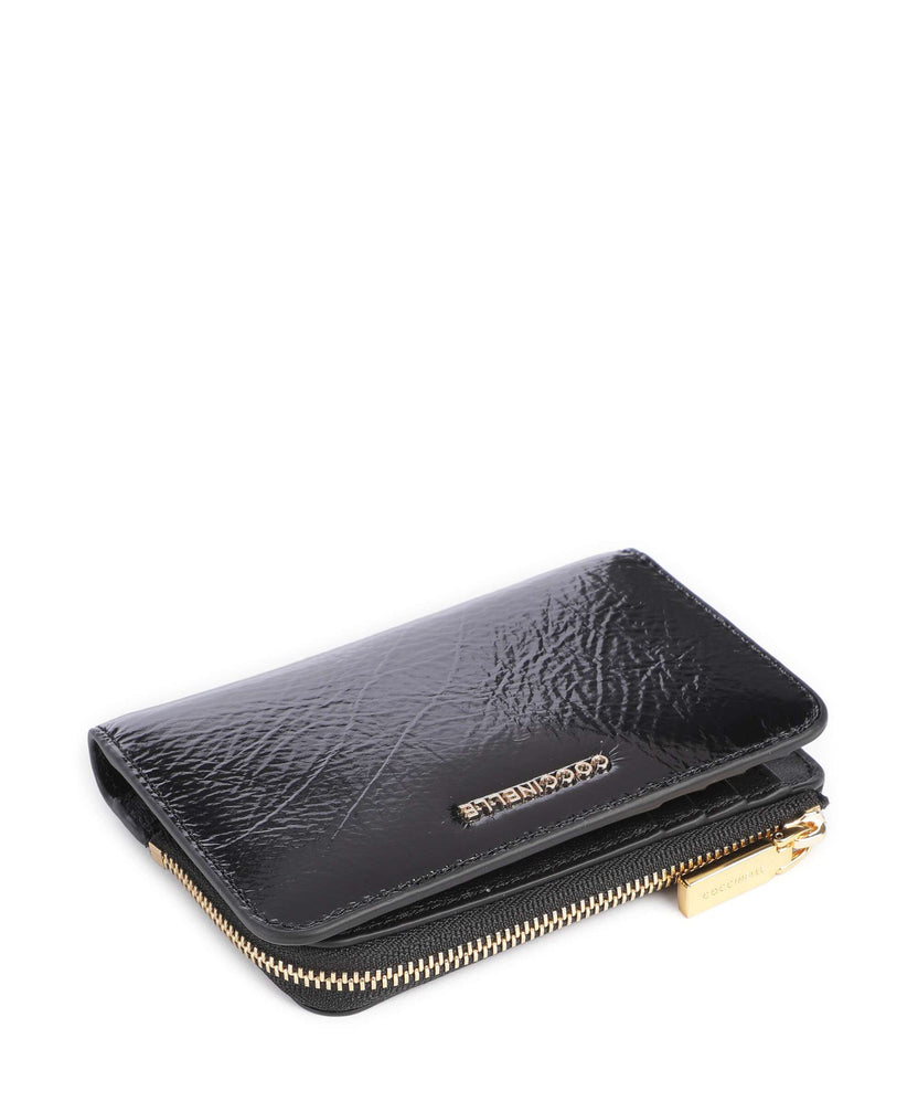 Coccinelle Metallic Shiny Wrinkled Wallet noir