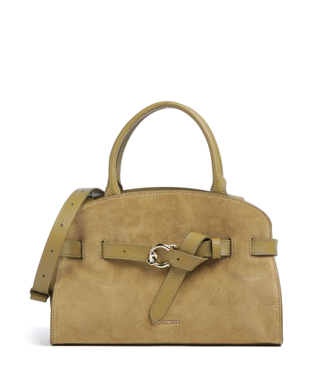 Coccinelle Sabine Suede Handbag seagrass