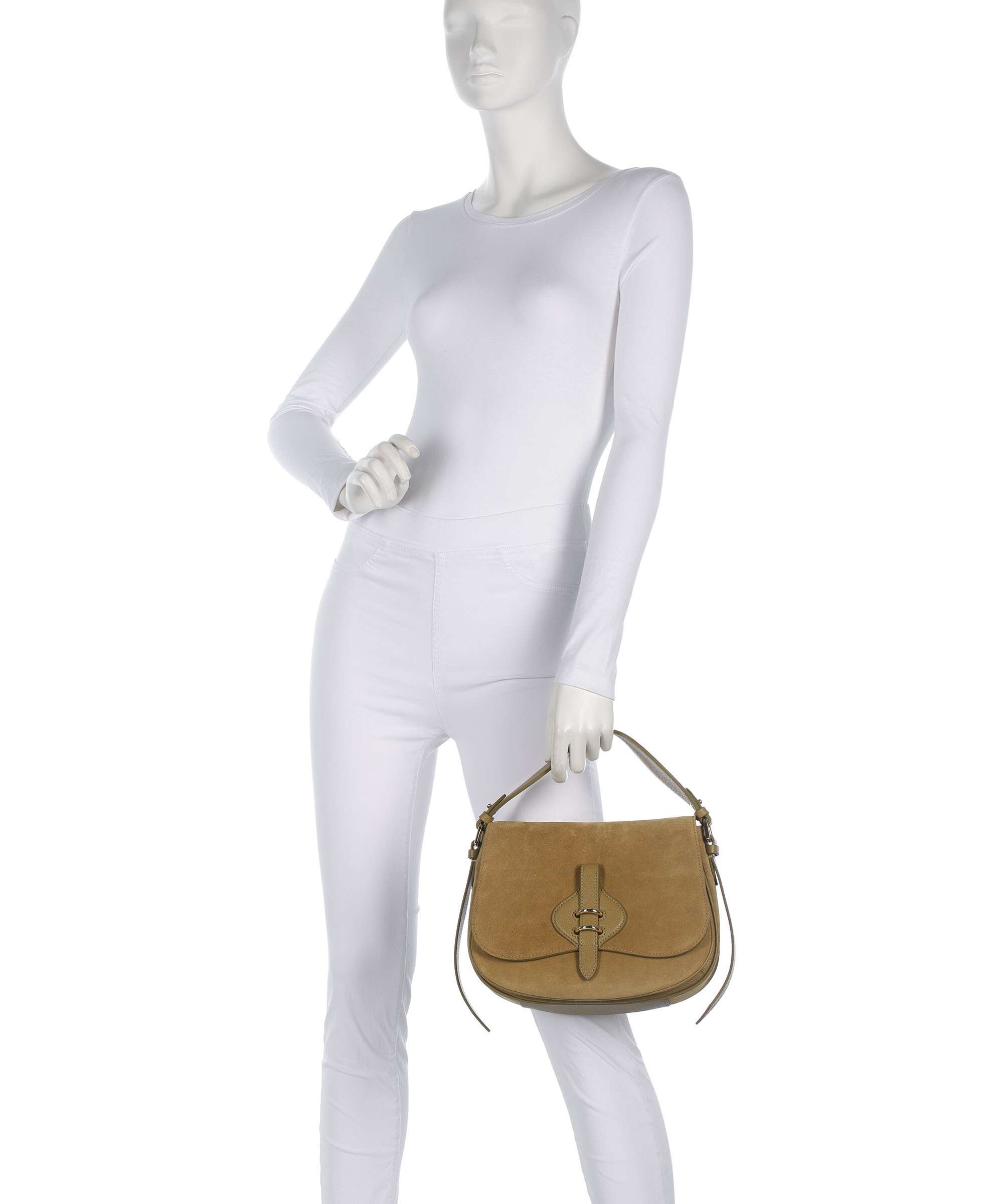 Coccinelle Mavery Suede Handbag seagrass