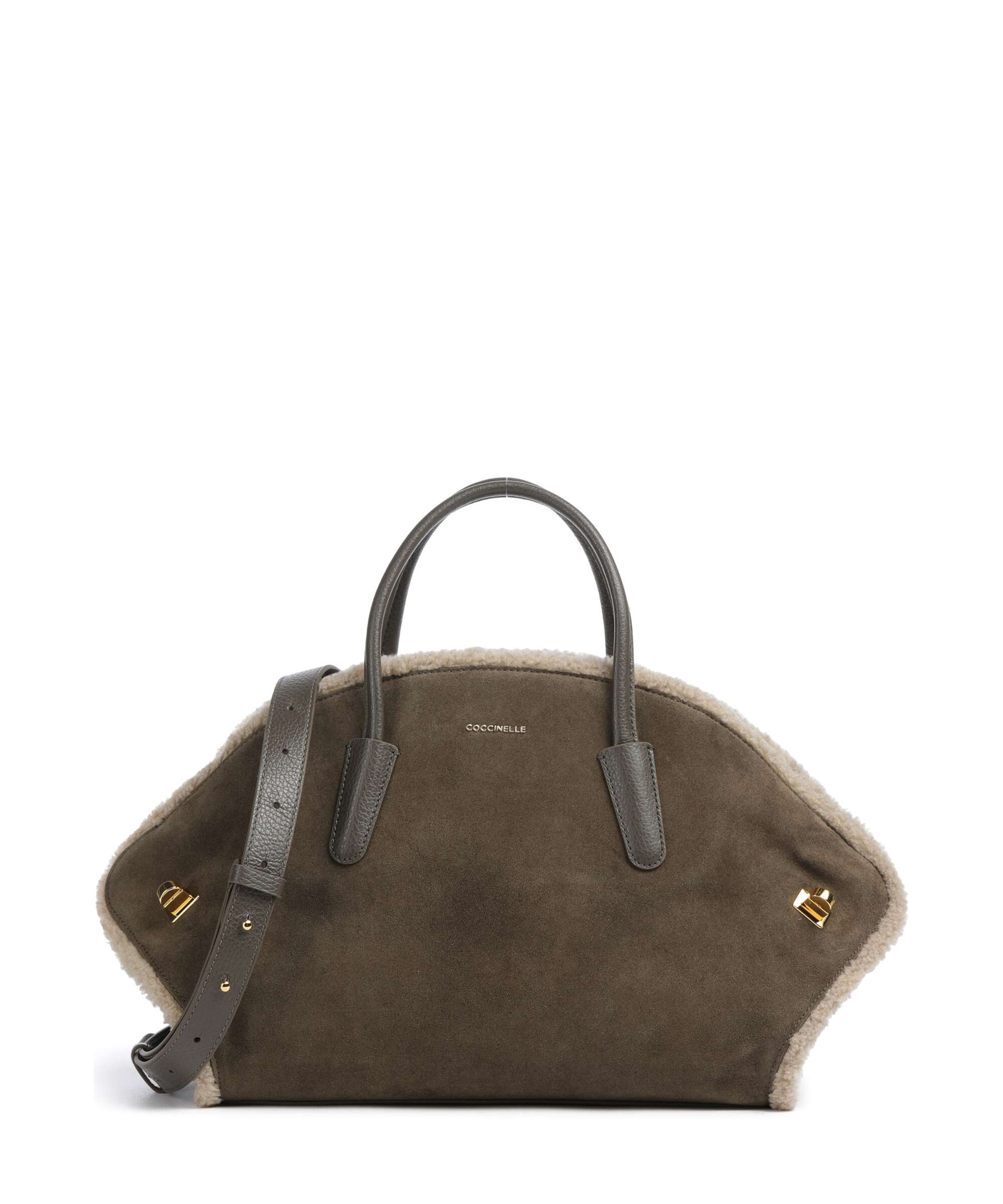 Coccinelle Tylde Suede Eco Handbag fango/warm taupe