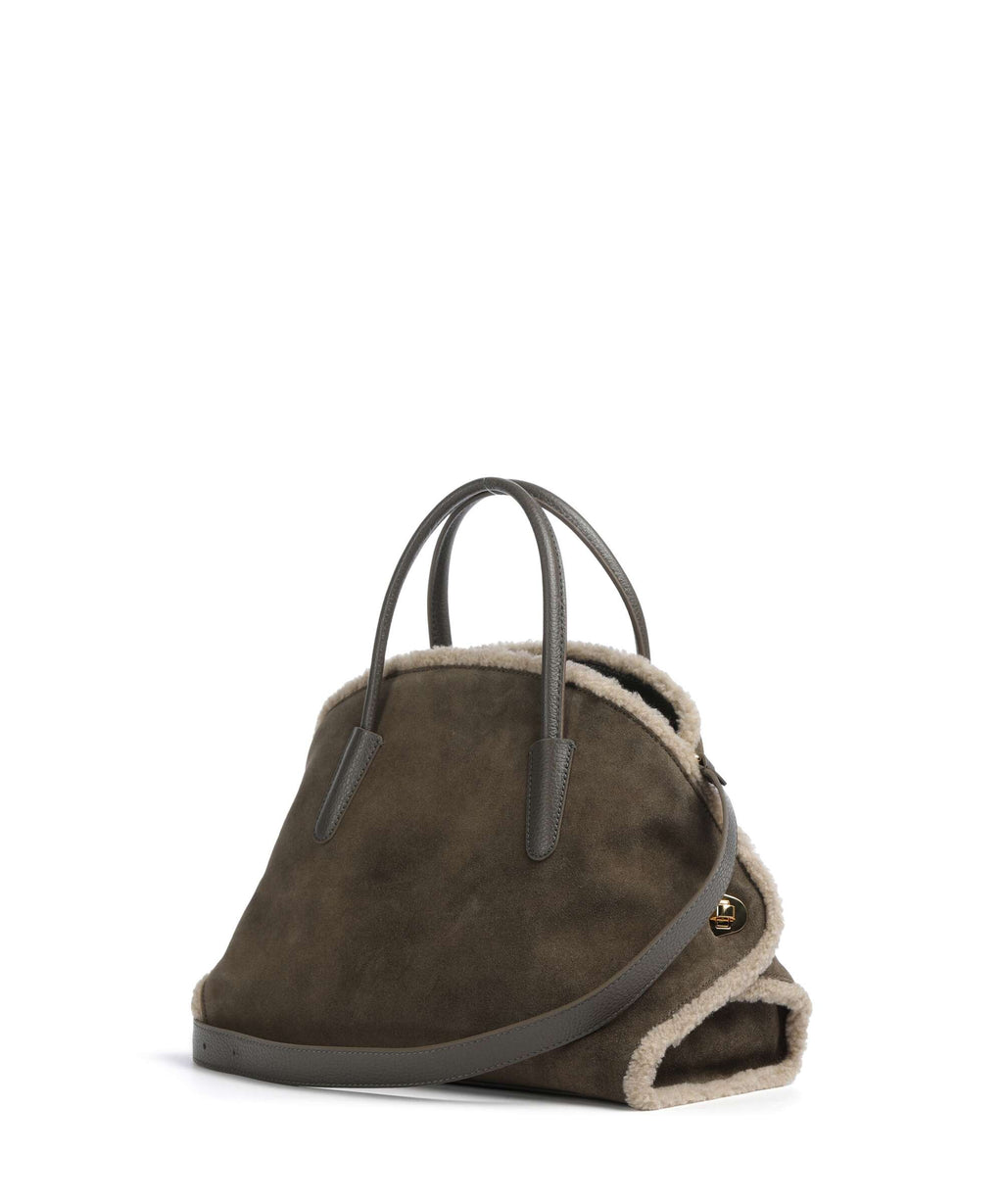 Coccinelle Tylde Suede Eco Handbag fango/warm taupe