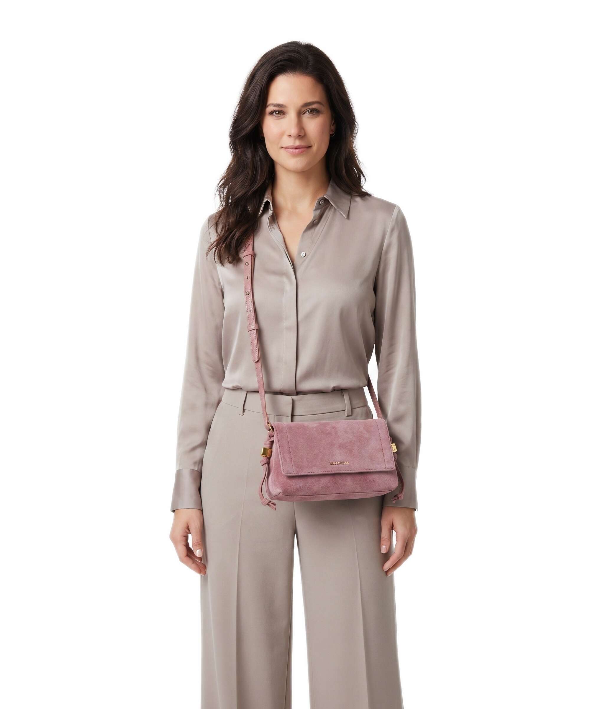 Coccinelle Thess Suede Crossbody bag winter rose