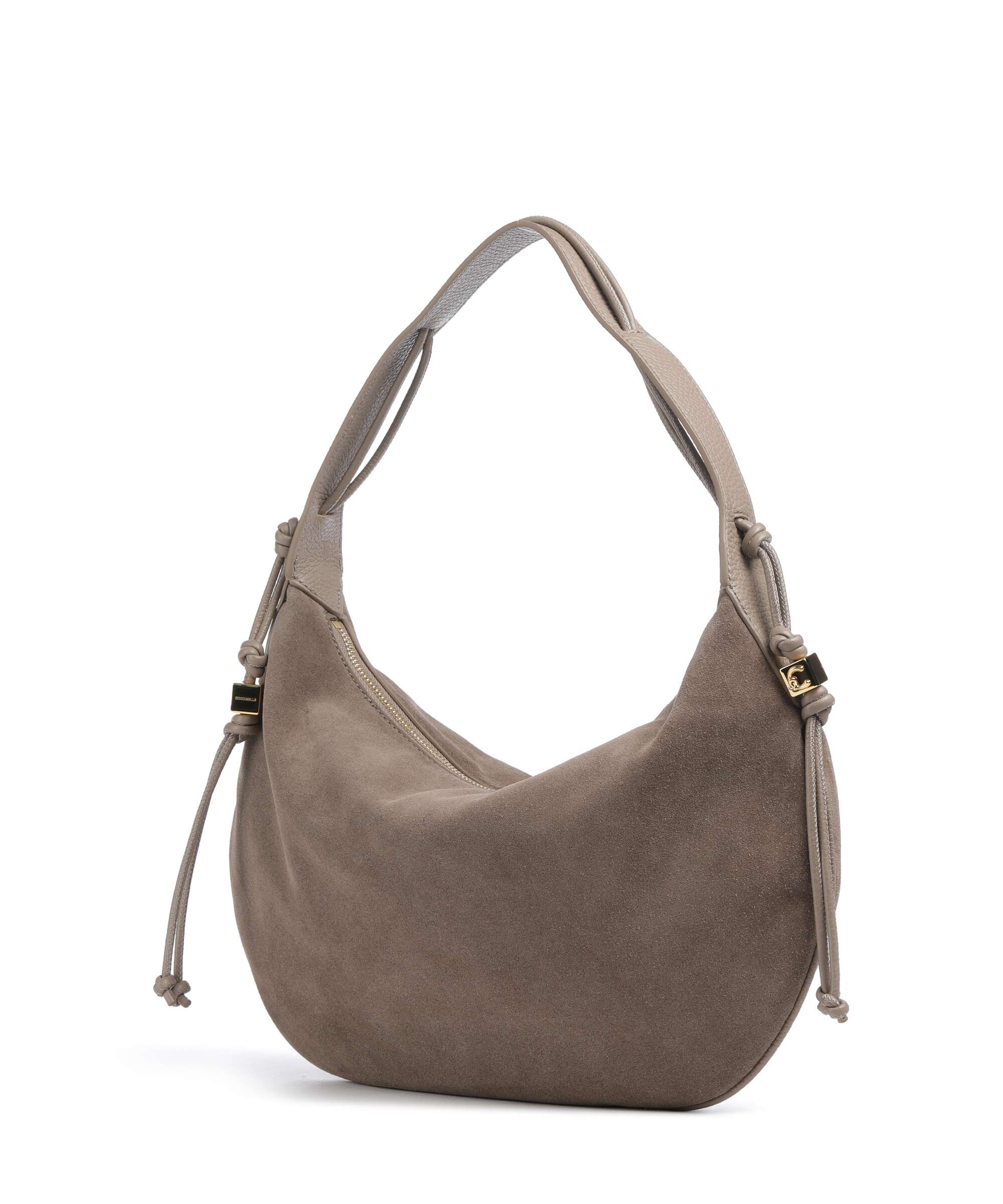 Coccinelle Thess Suede Hobo bag warm taupe