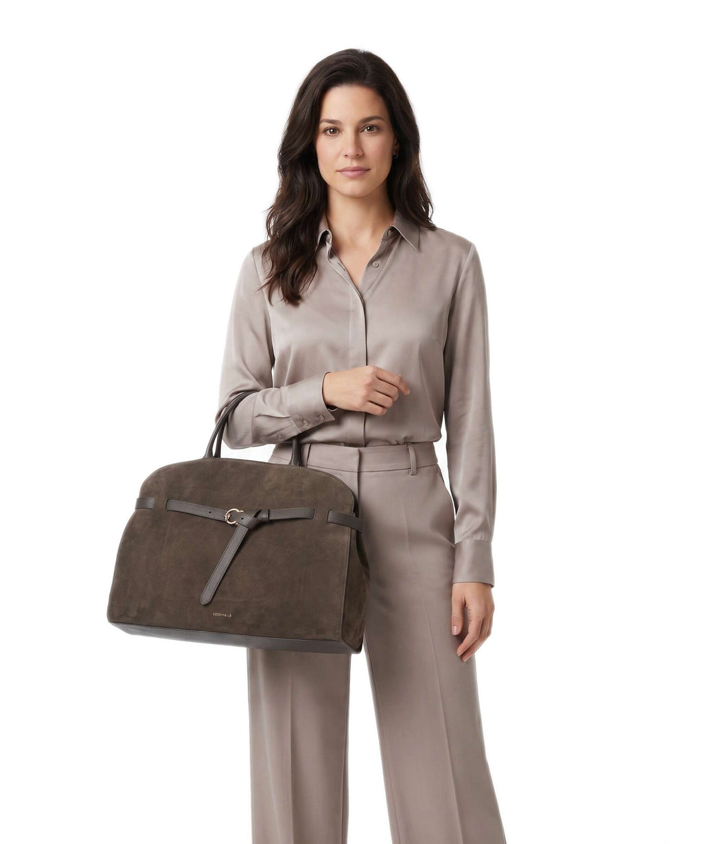 Coccinelle Sabine Suede Handbag fango