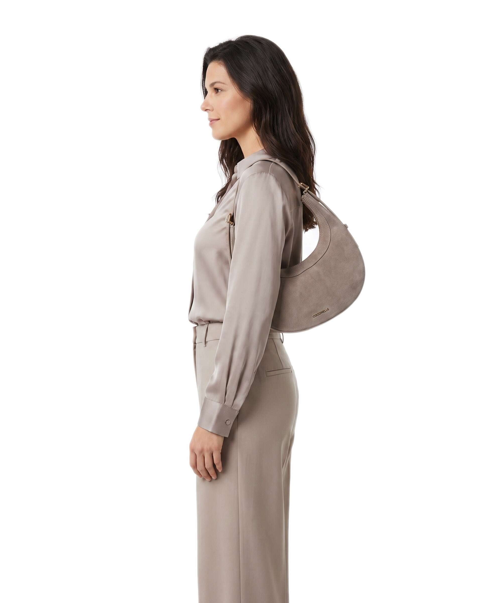 Coccinelle Whisper Suede Shoulder bag warm taupe