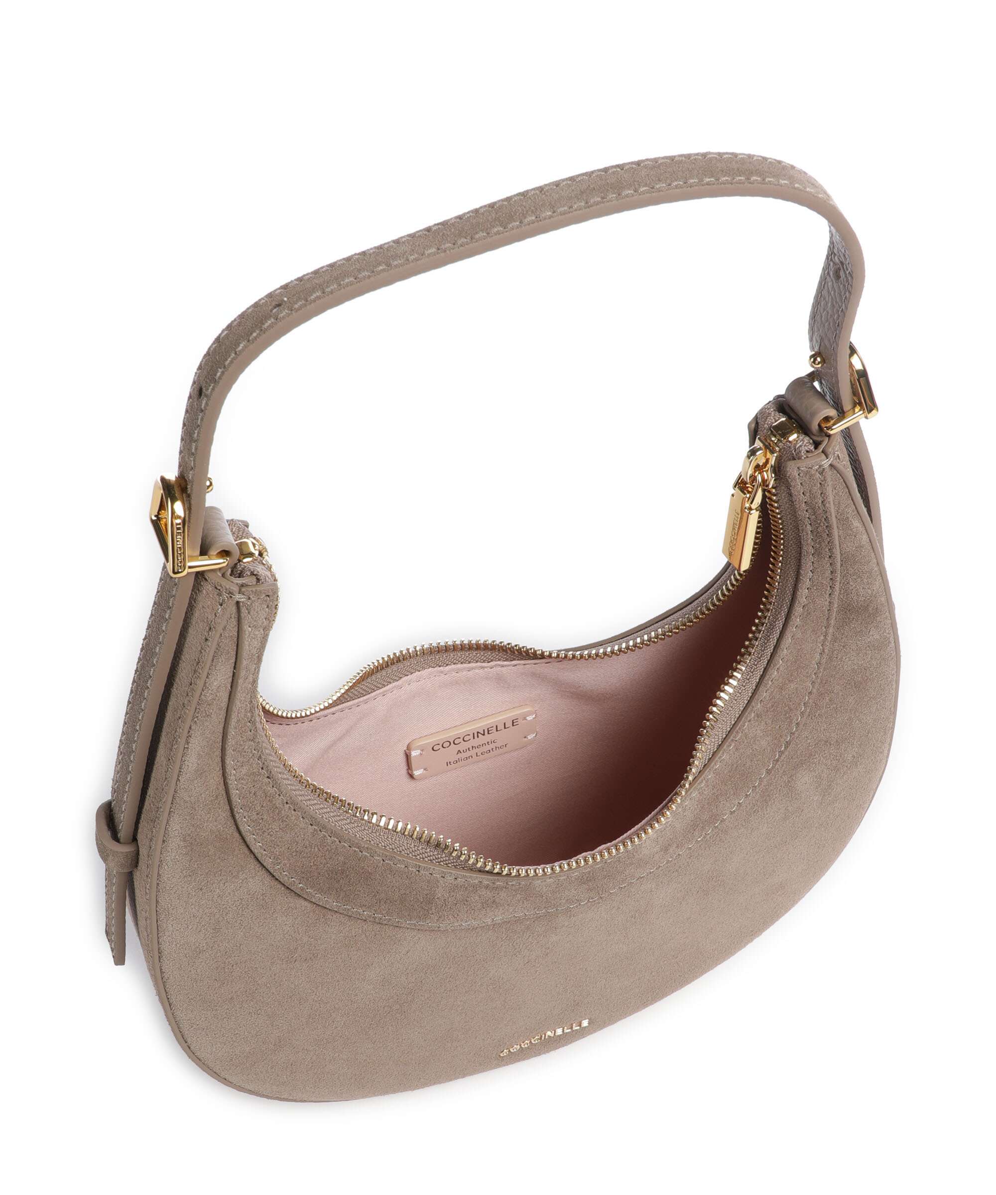 Coccinelle Whisper Suede Shoulder bag warm taupe