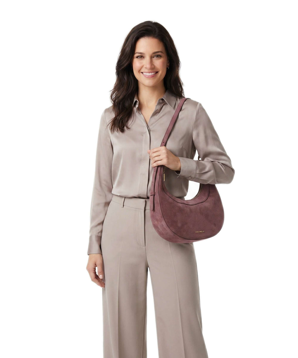 Coccinelle Whisper Suede Shoulder bag berry