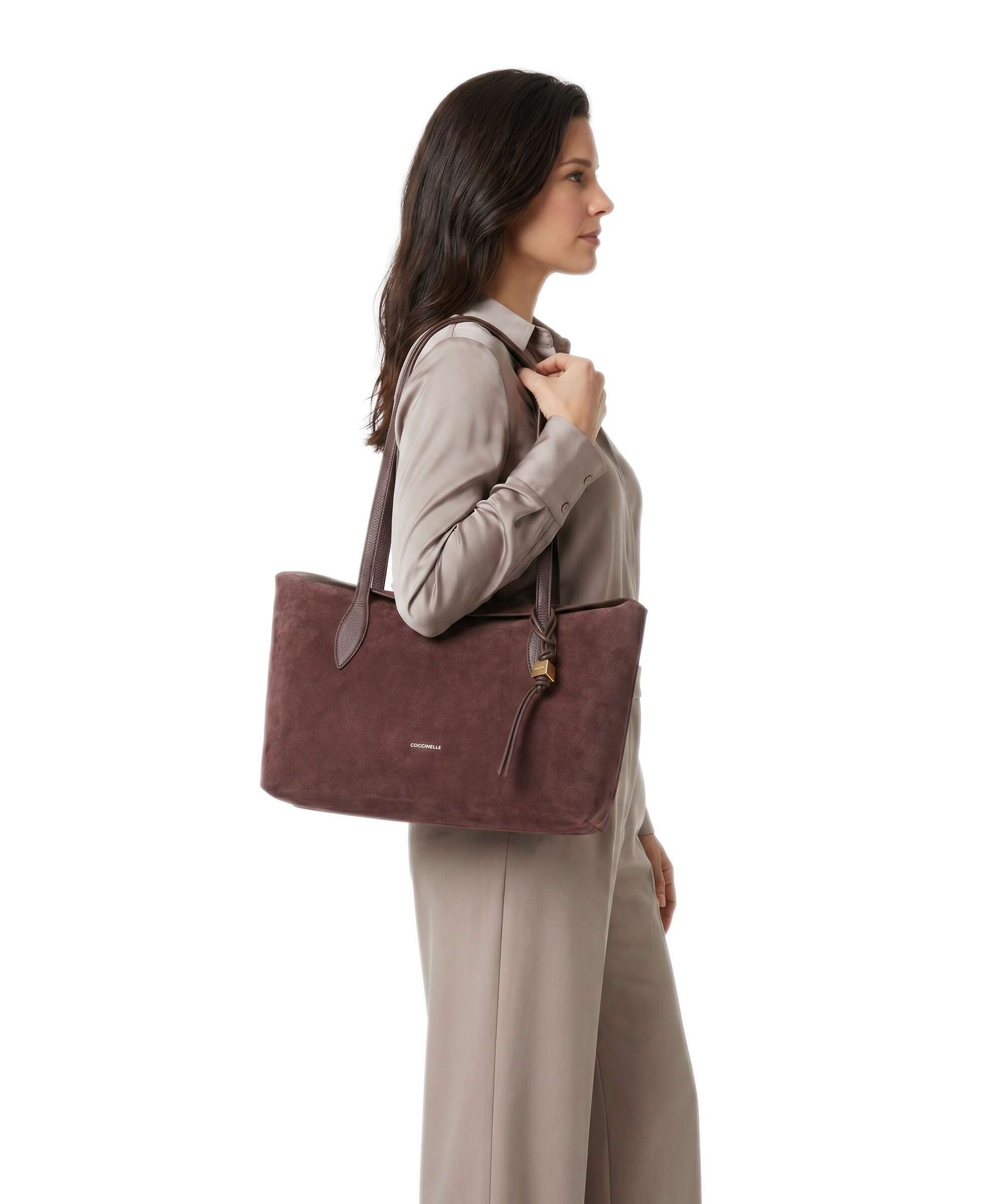 Coccinelle Thess Suede Tote bag berry