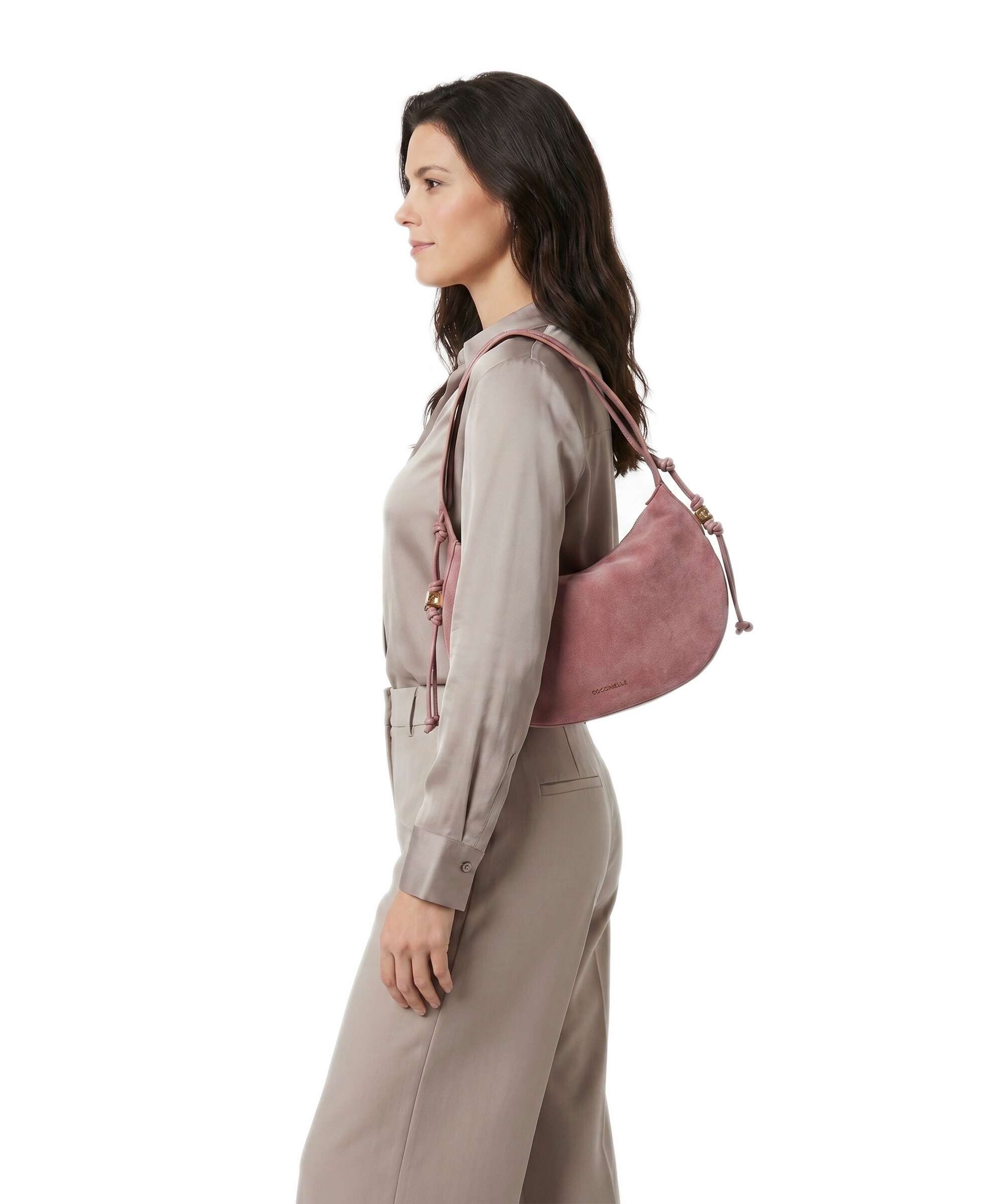 Coccinelle Thess Suede Hobo bag winter rose