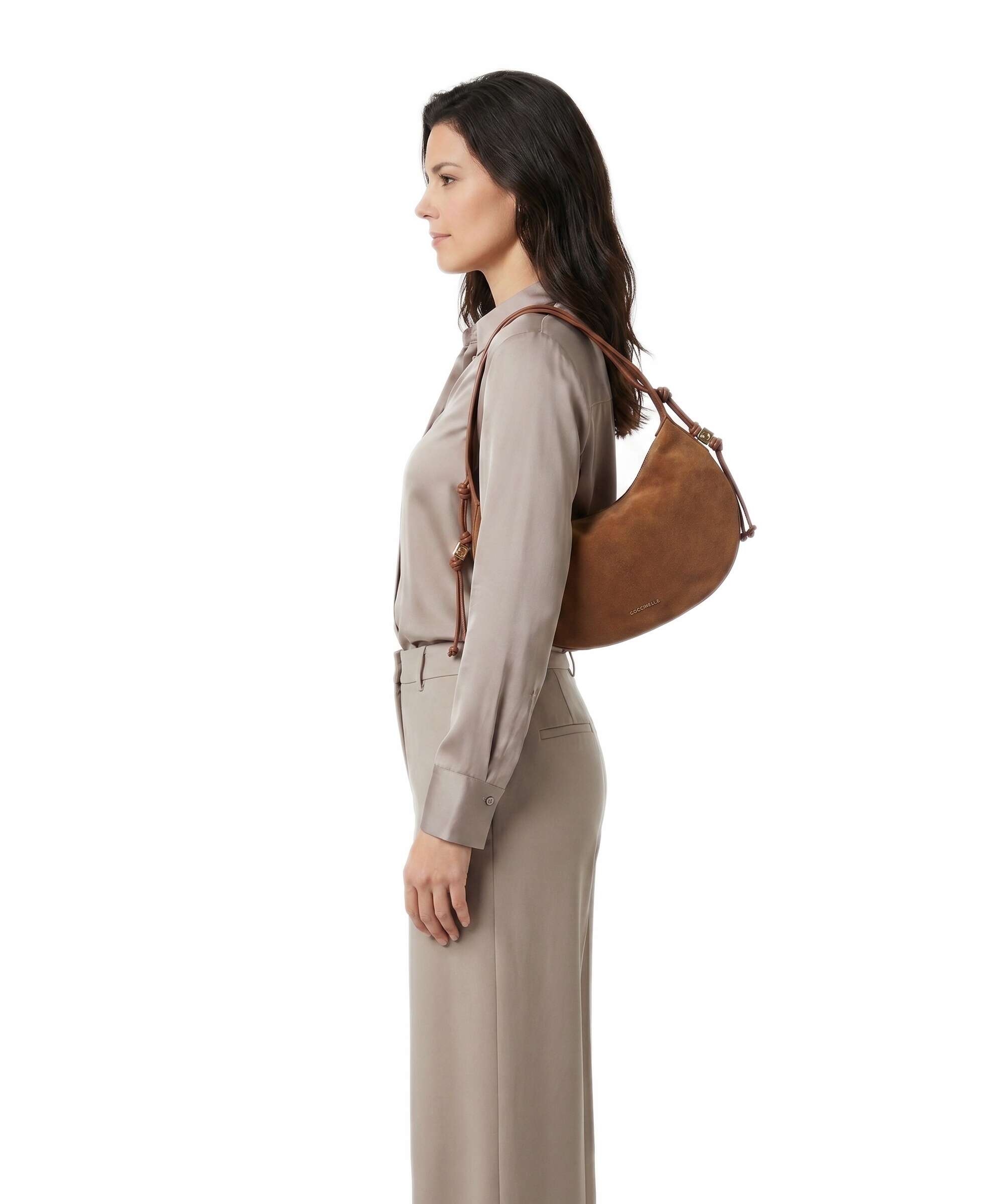Coccinelle Thess Suede Hobo bag cognac