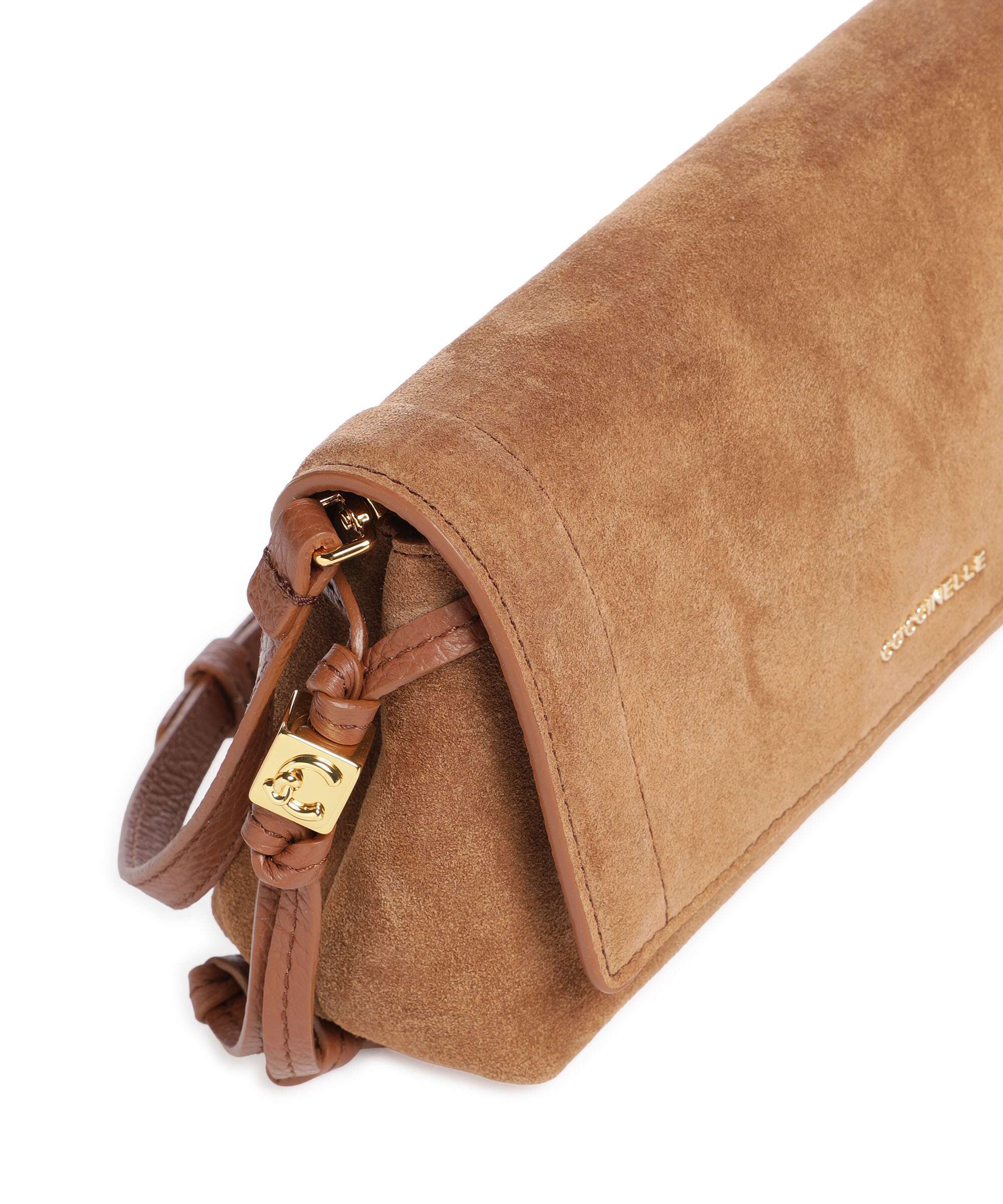 Coccinelle Thess Suede Crossbody bag cognac