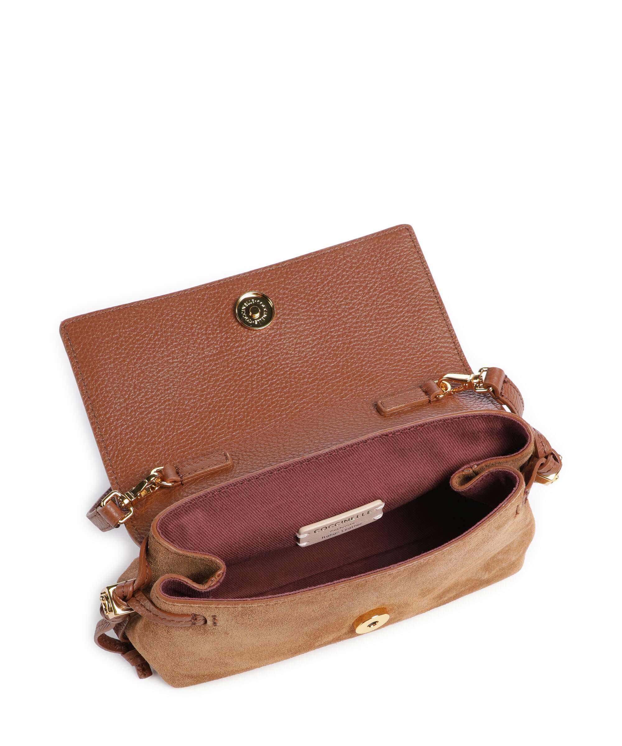 Coccinelle Thess Suede Crossbody bag cognac