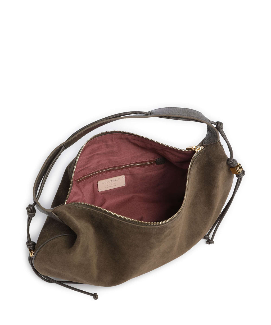 Coccinelle Thess Suede Hobo bag fango