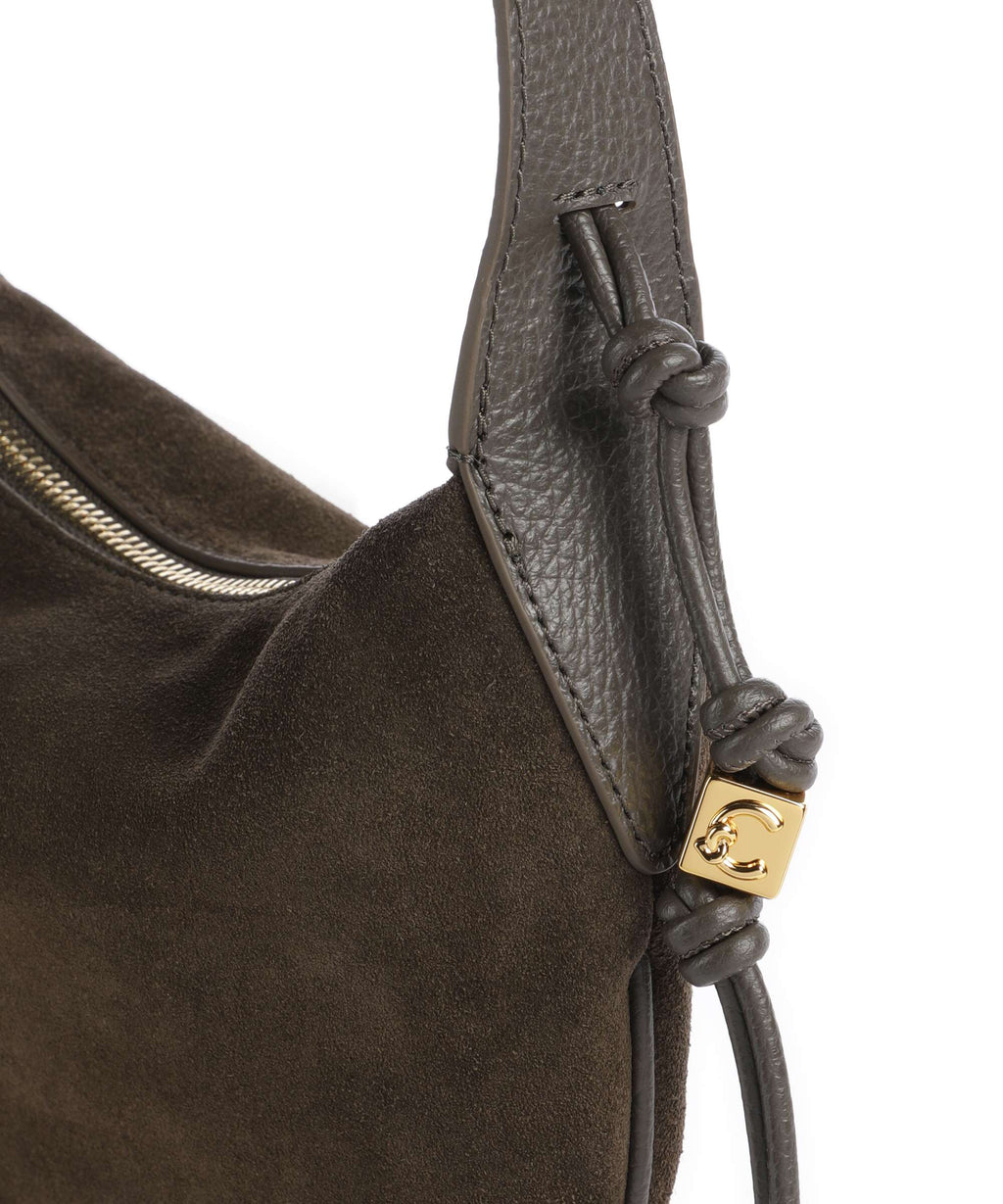 Coccinelle Thess Suede Hobo bag fango