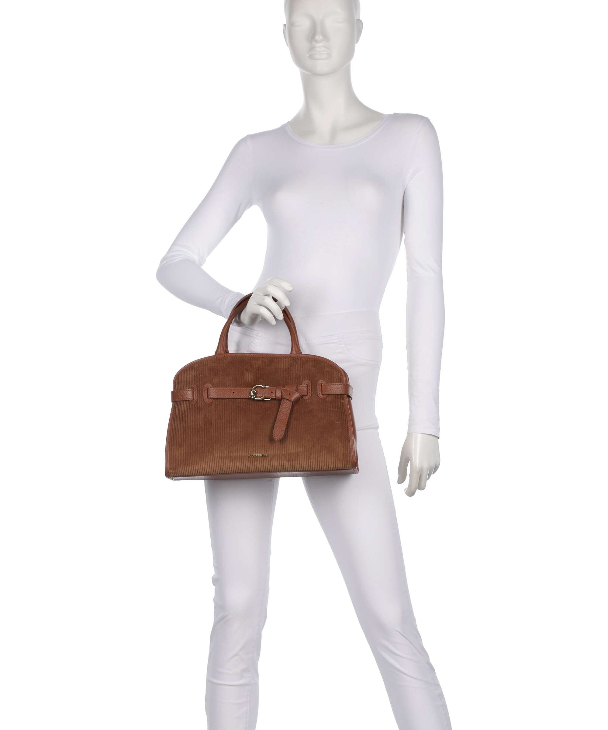 Coccinelle Sabine Corduroy Handbag cognac