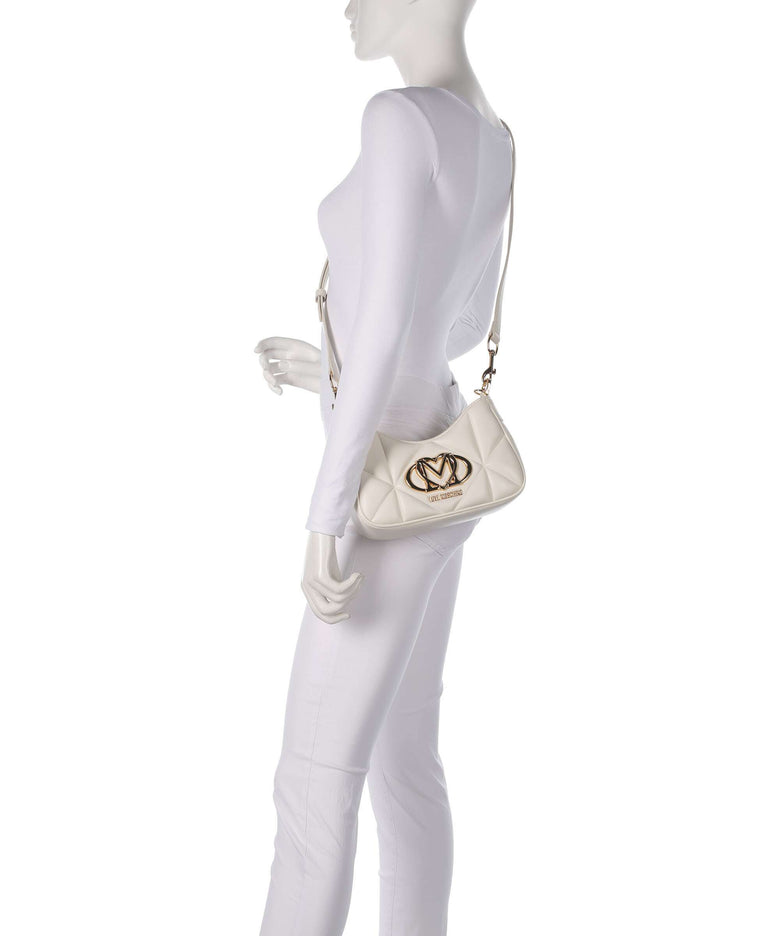 Love Moschino Embossed Q Shoulder bag ivory
