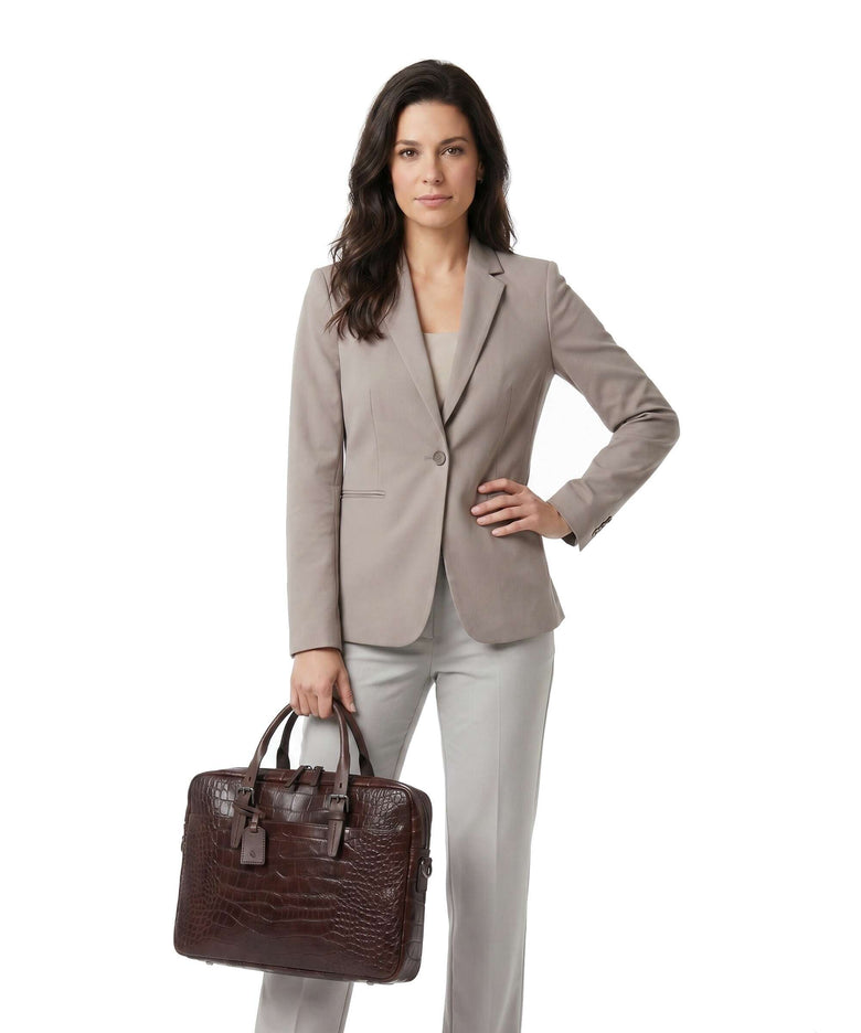 Castelijn & Beerens Croco Jules Briefcase mocca