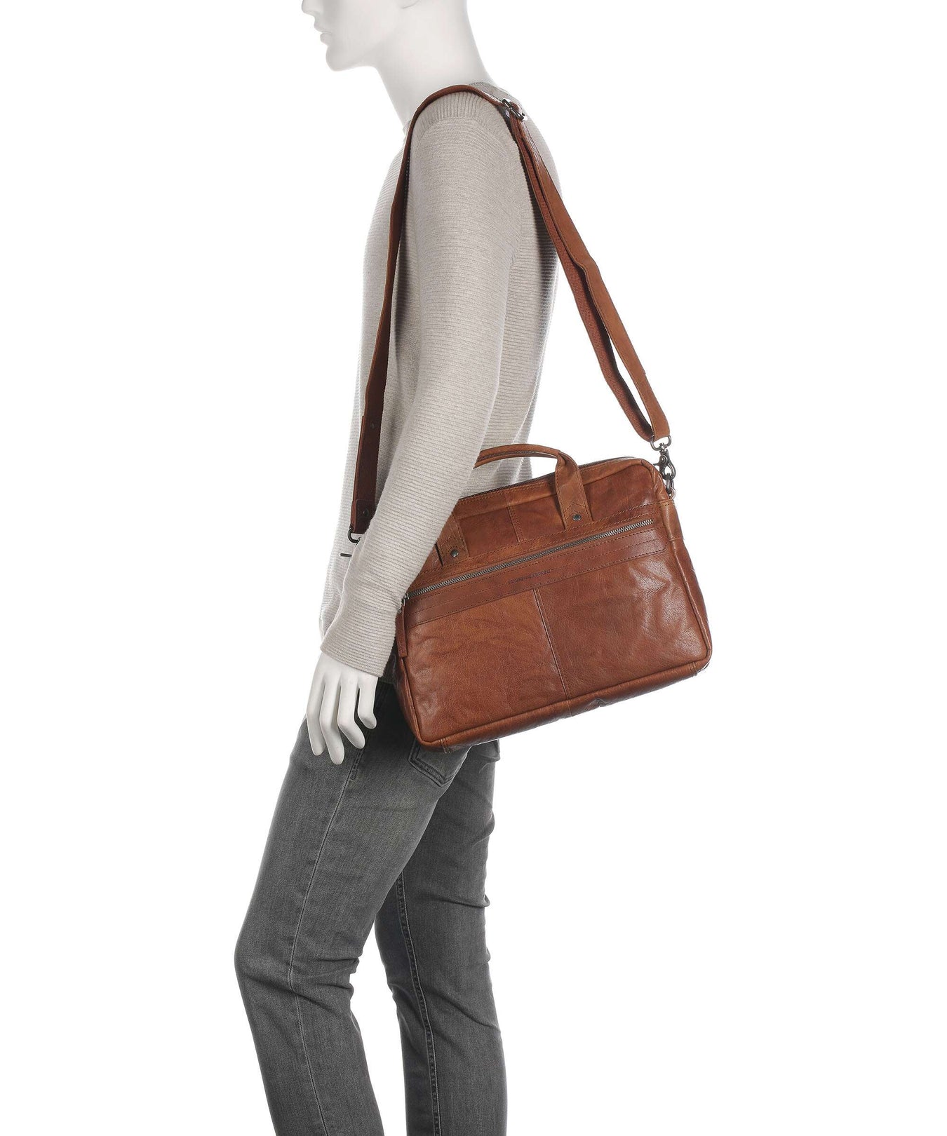 Spikes & Sparrow Bronco Briefcase brandy