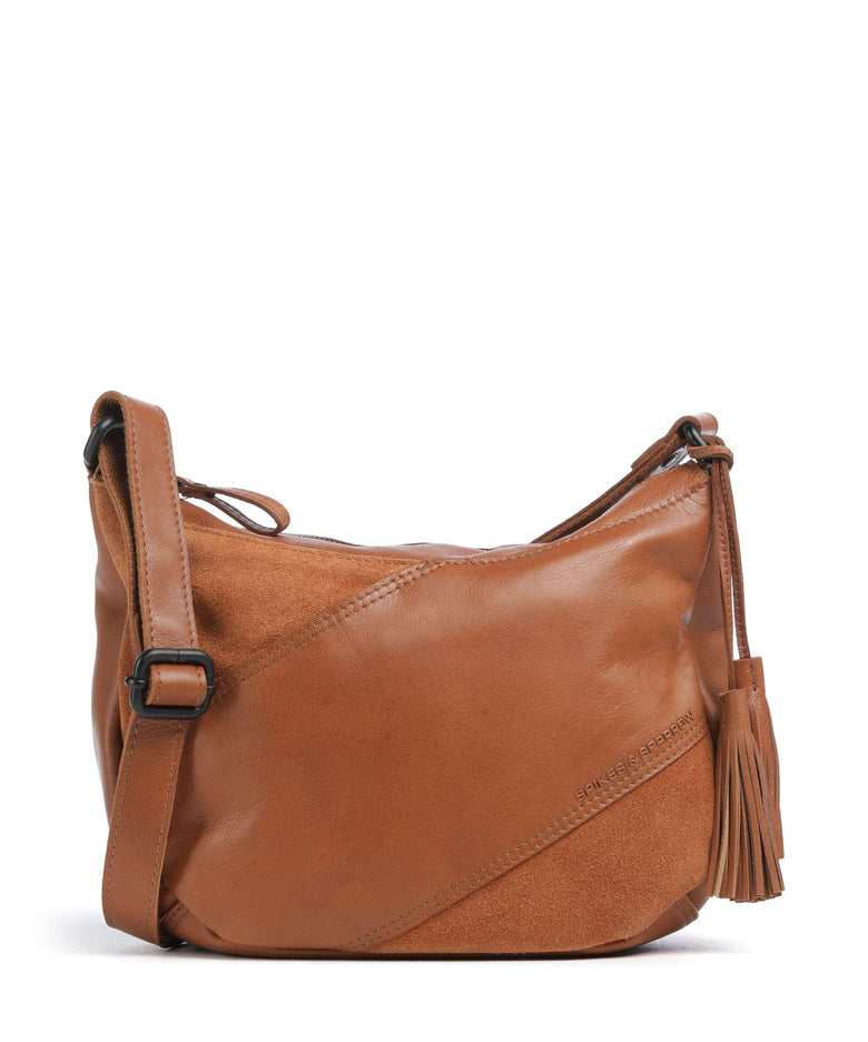 Spikes & Sparrow Suede Mix Lorain Crossbody bag brandy