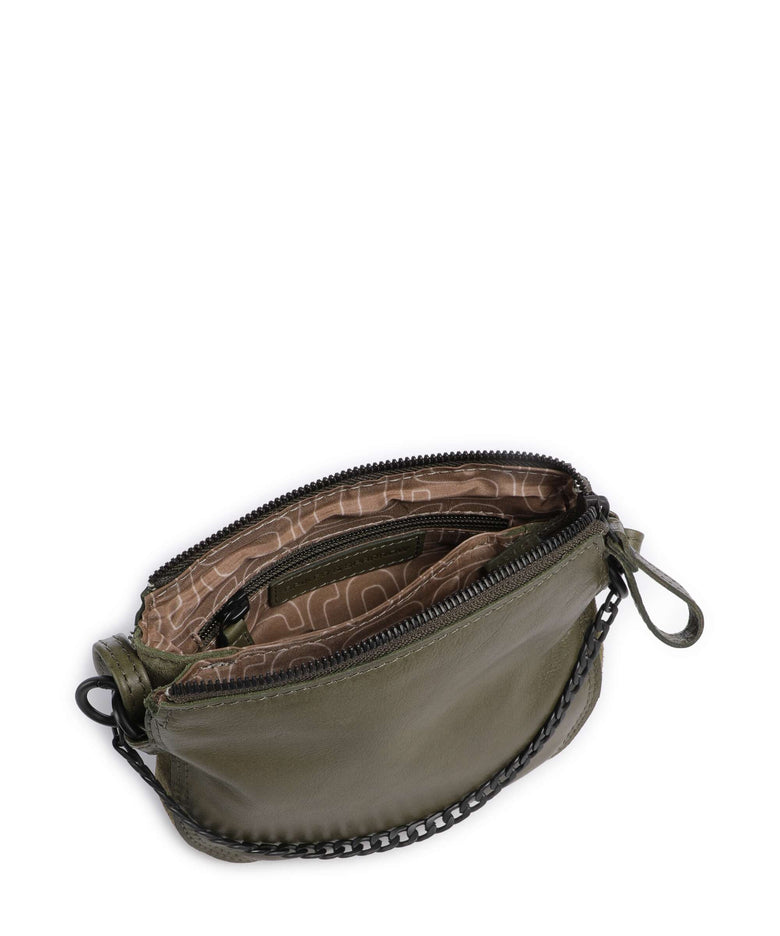 Spikes & Sparrow Suede Mix Delaine Crossbody bag green