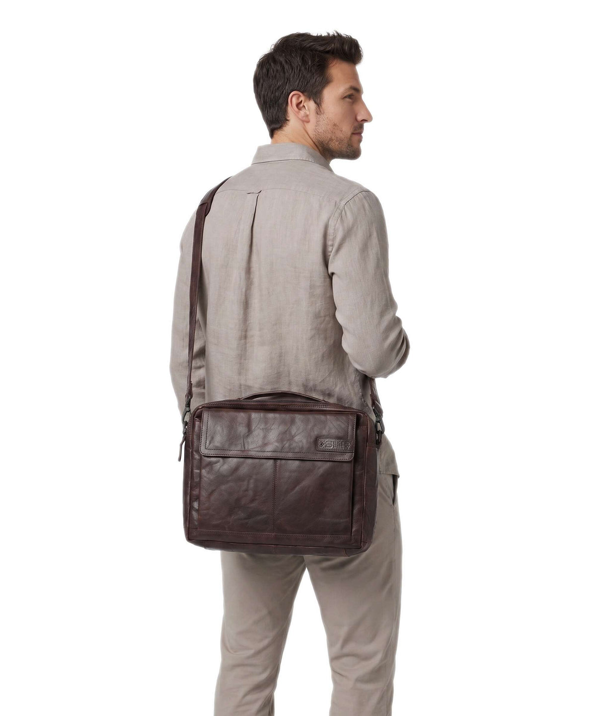 Spikes & Sparrow Bronco Henry Briefcase dark brown