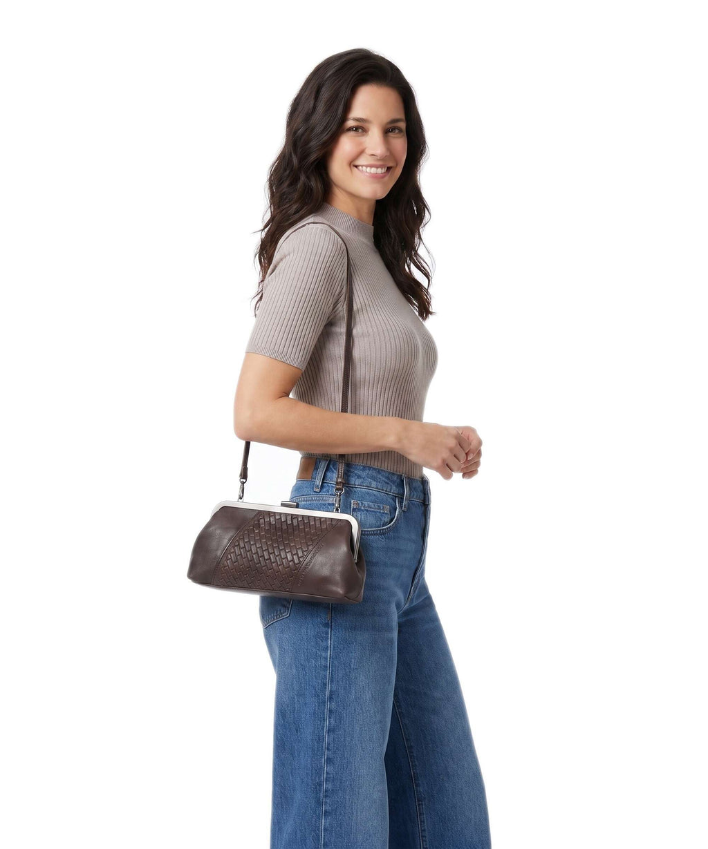 Spikes & Sparrow Woven Susy Crossbody bag dark brown