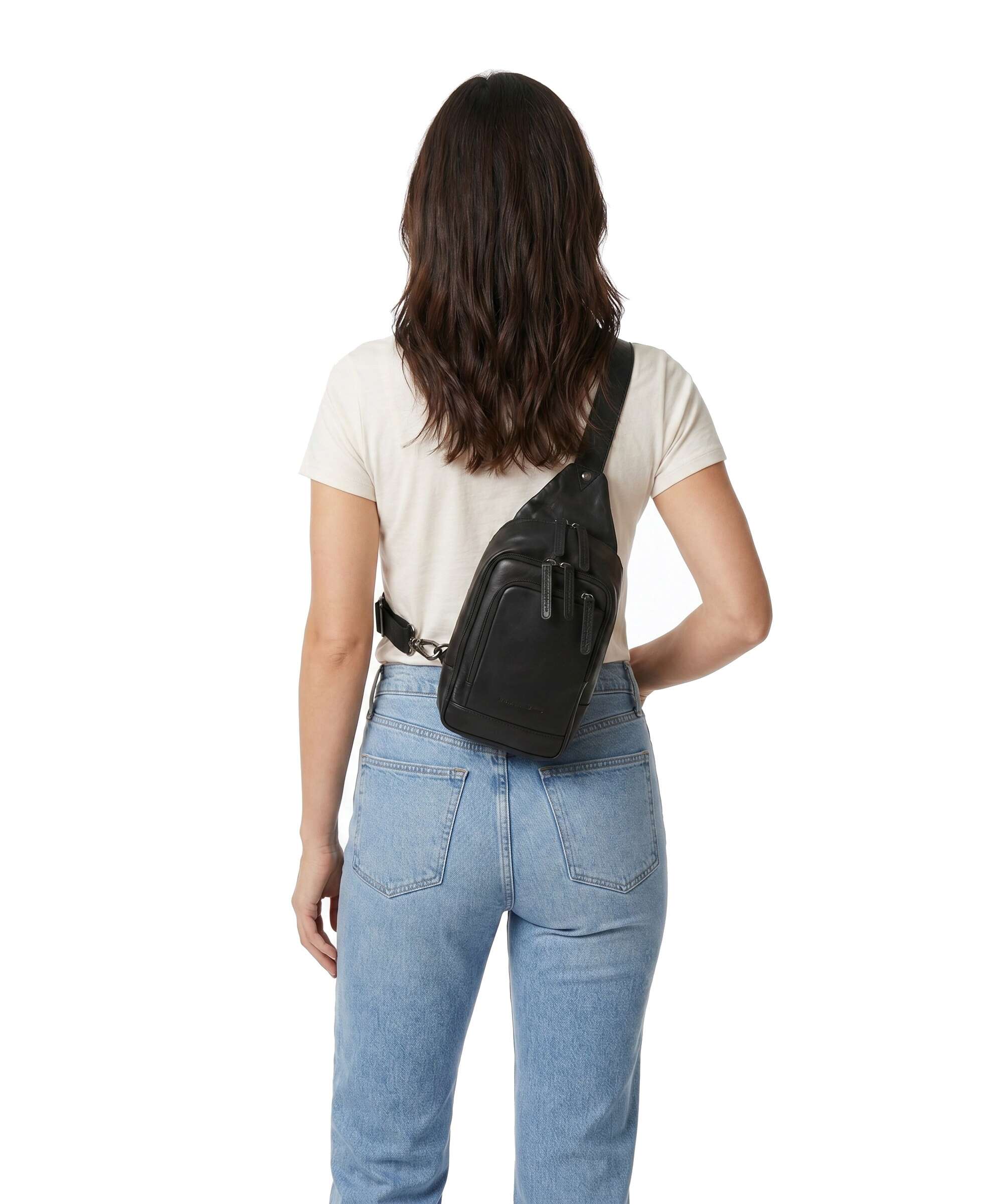 The Chesterfield Brand Wax Pull Up Cow Riga Sling bag black