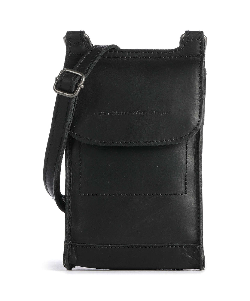 The Chesterfield Brand Cow Wax Pull Up Nebra Phone bag black