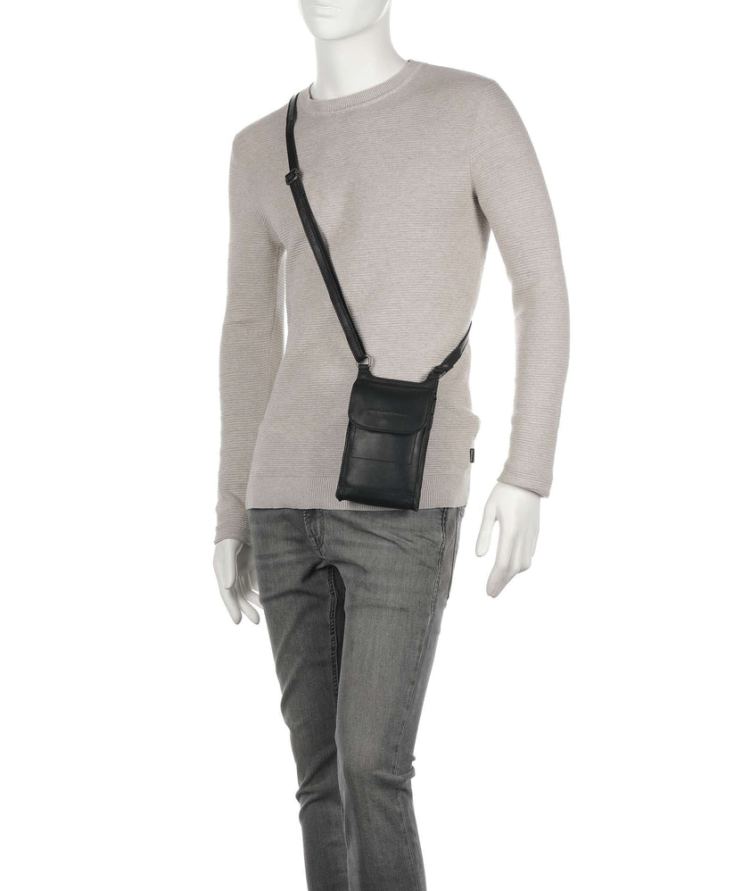 The Chesterfield Brand Cow Wax Pull Up Nebra Phone bag black