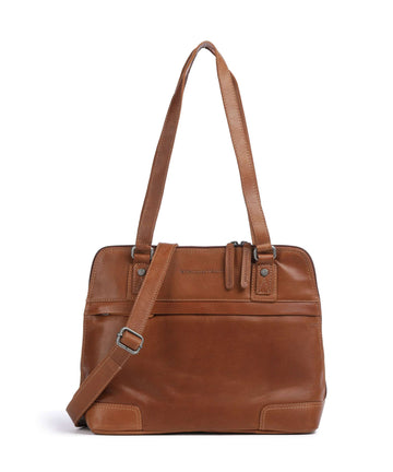 The Chesterfield Brand Cow Wax Pull Up Belgrado Schultertasche cognac