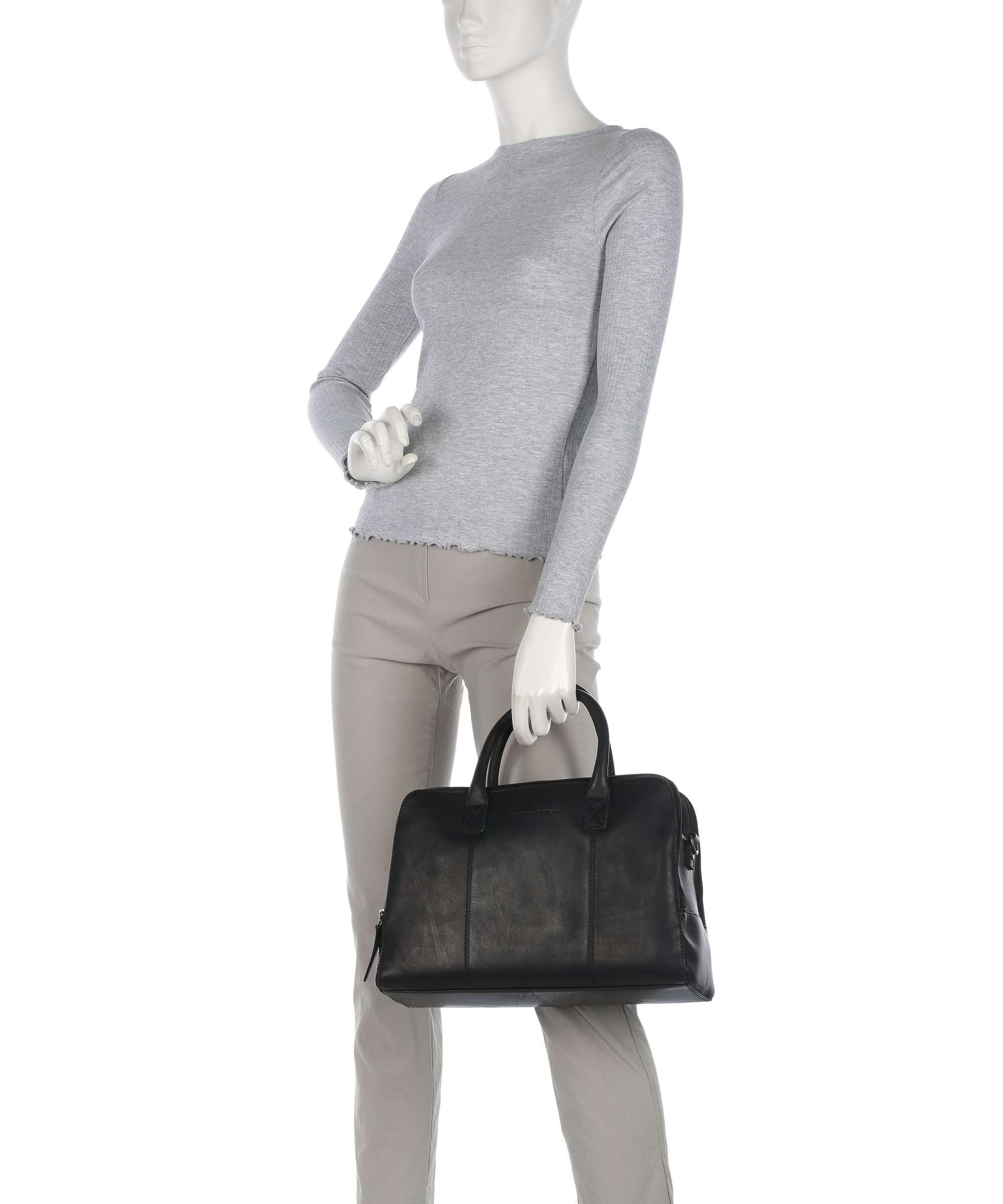 The Chesterfield Brand Wax Pull Up Cow Layton Handbag black
