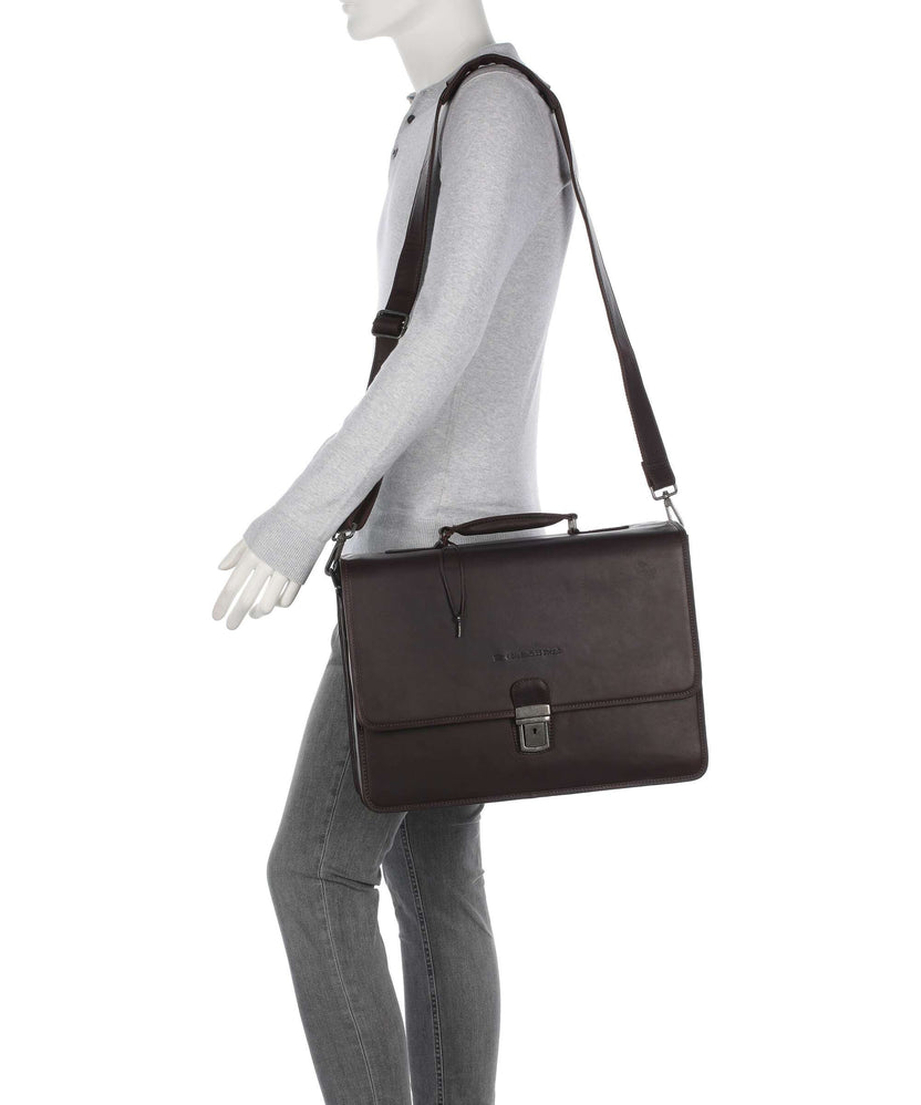 The Chesterfield Brand Cow Wax Pull Up Glenwood Briefcase brown