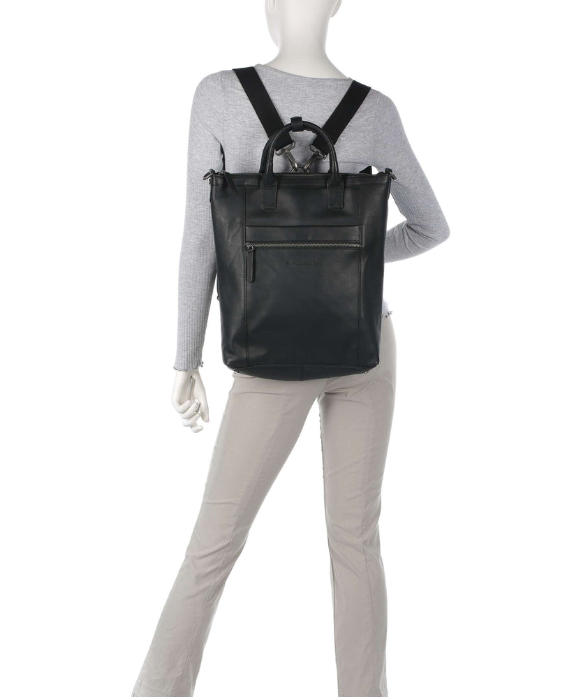 The Chesterfield Brand Cow Wax Pull Up Luisa Backpack bag black