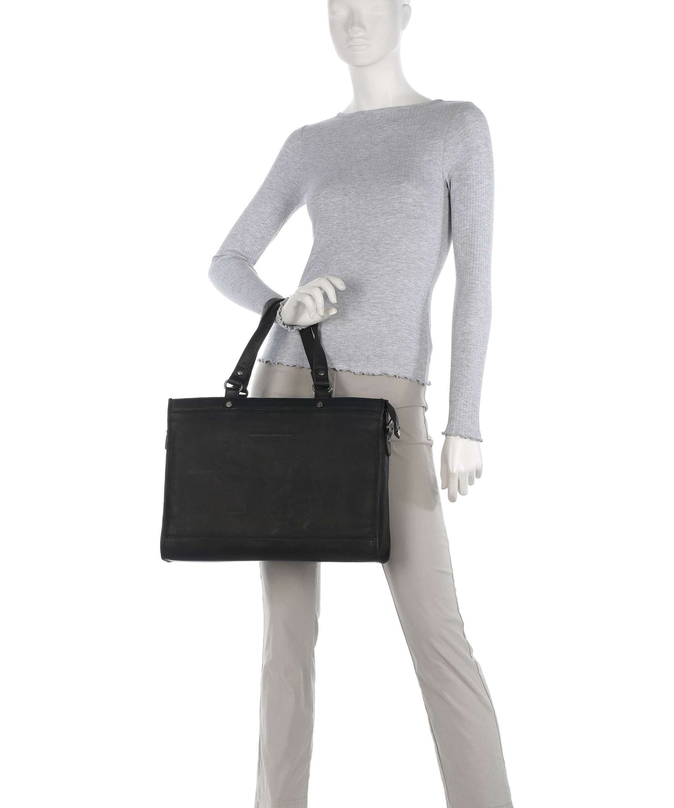 The Chesterfield Brand Cow Wax Pull Up Manly Tote bag black