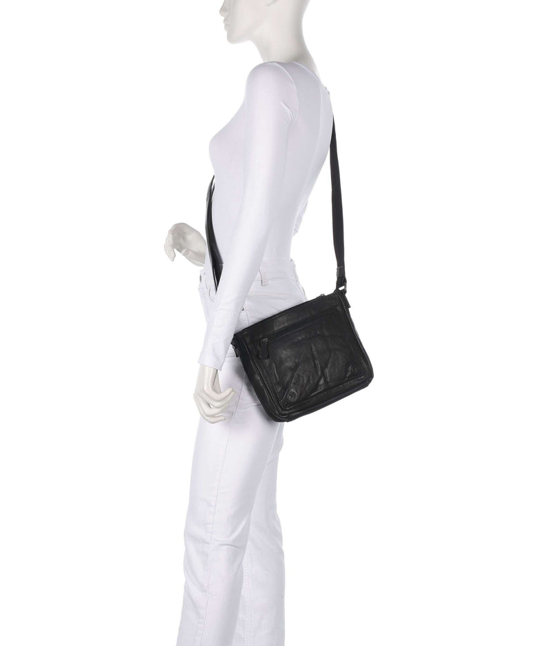 The Chesterfield Brand Washed Waxed Cow Aston Crossbody bag black