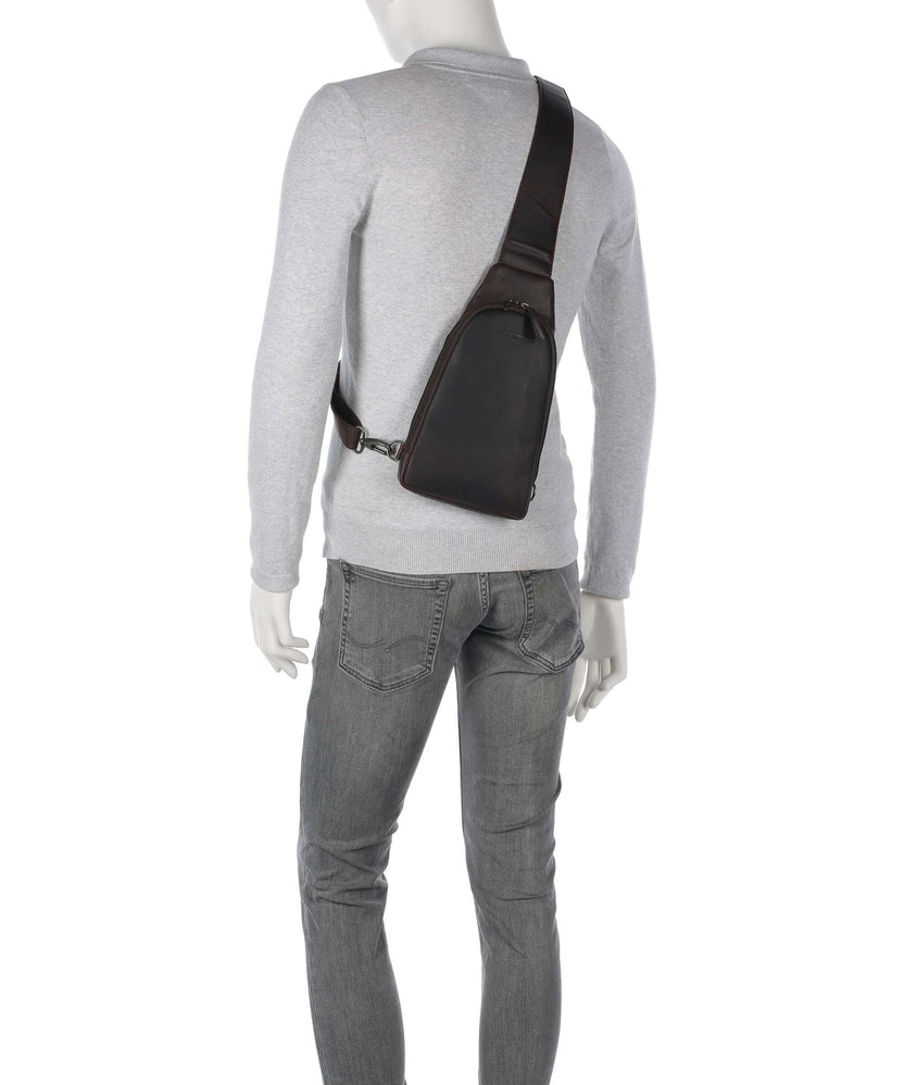 The Chesterfield Brand Wax Pull Up Cow Bowey Sling bag brown