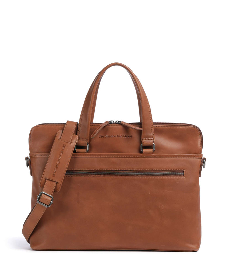 The Chesterfield Brand Wax Pull Up Cow Elvas Laptop bag cognac